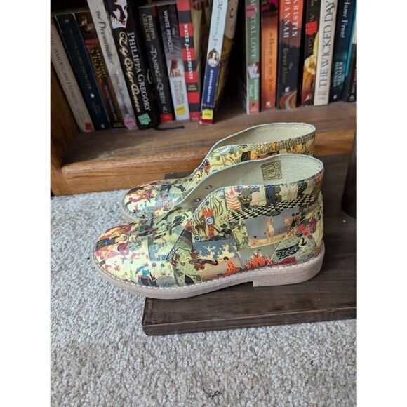 Zona Centro EU Size 37 US 7 White Leather Hand Painted Paris Renaissance Boots - Picture 5 of 8